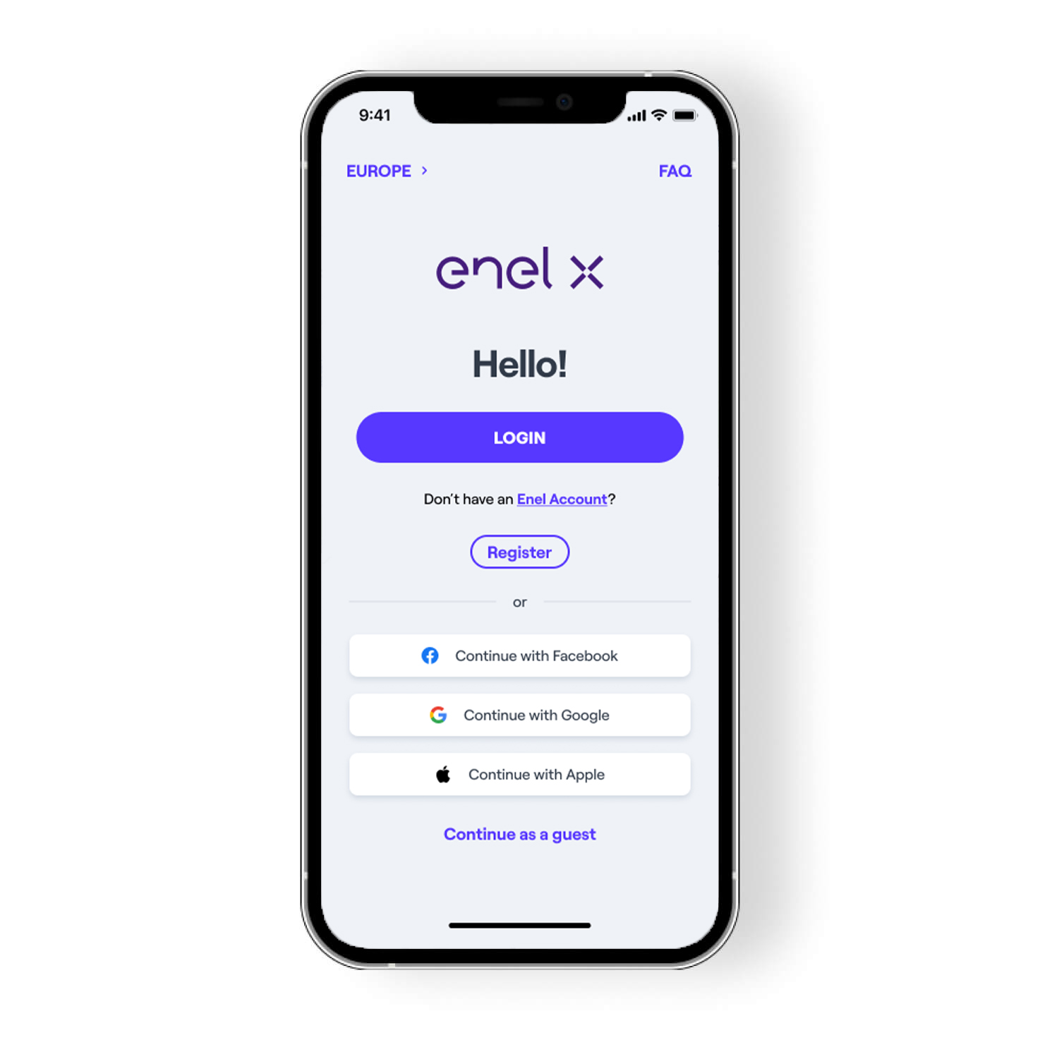 The image represents the login screen of the app