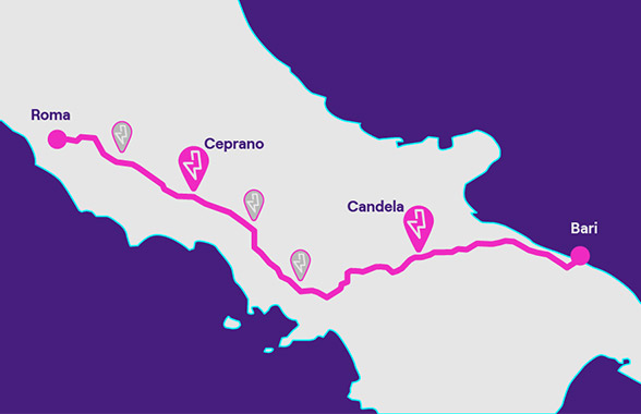 Mappa percorso Roma-Bari